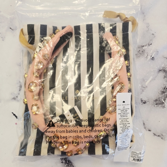 Lele Sadoughi Oval Crystal Knotted Headband in Peach Fuzz - Picture 7 of 8